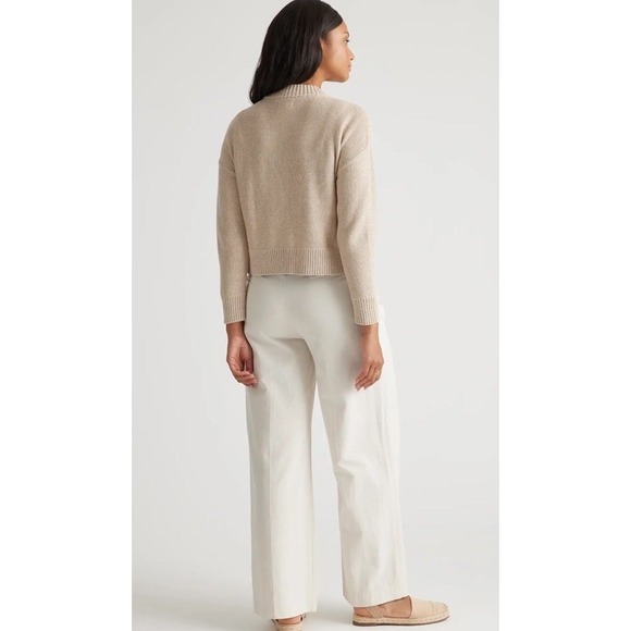 Quince 100% Organic Cotton Cropped Cardigan Small Cement Marl Airy Layer Cozy - Picture 3 of 12